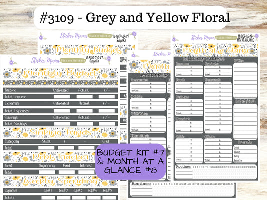 BUDGET - MONTH @ a GLANCE-3109 || A5 & 7x9 || Budget Sticker Kit || Notes Page Stickers || Planner Budget Kit
