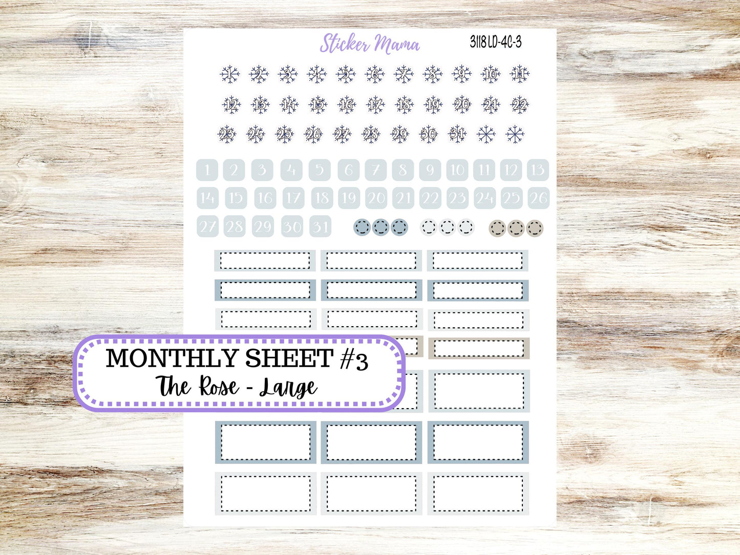 LD "The Rose" Large || 4-COLUMN (formerly project)  Planner Kit #3118 || January || Laurel Denise Stickers || 10-25