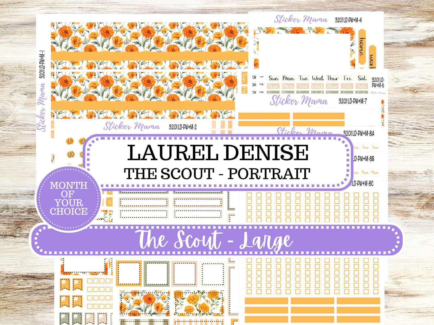 Laurel Denise Large Scout Planner Sticker Kit | Portrait Weekly + Monthly |  Month of your Choice 3201 Fall Colors | 5-26