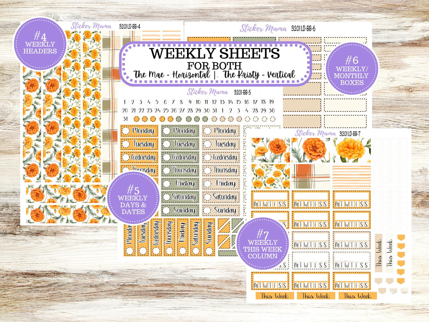 Laurel Denise Mae and Kristy Planner Sticker Kit | Book-Bound | BookBound | Undated - Month of your Choice 3201 Fall Colors | 5-26