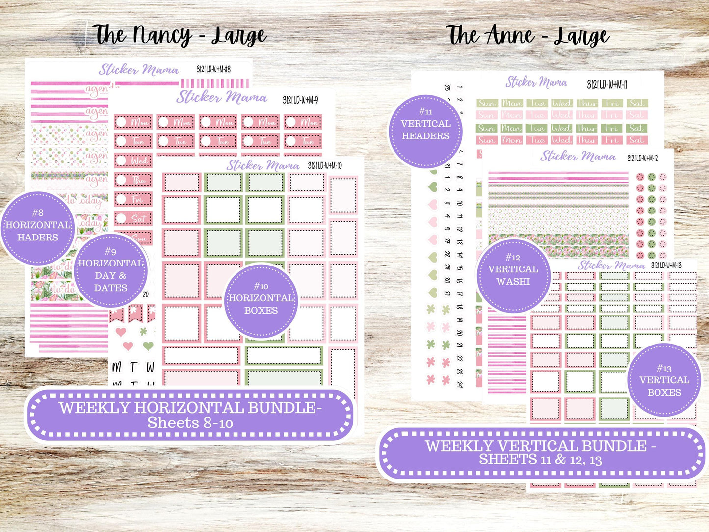 LD “The Nancy & Anne” Large || Week + Month PLANNER Monthly Kit #3121 Easter Petals || Horizontal Vertical Kit || 12-25