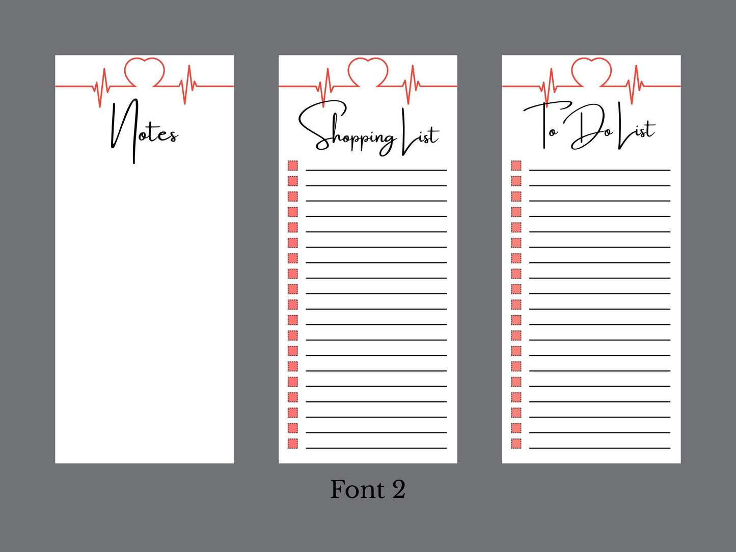 Nurses Heart Notepads | Set of Three | 3.5 x 8 | To Do List | Shopping List | Notes