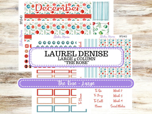 LD "The Rose" Large || 4-COLUMN (formerly project)  Planner Kit #3117 || December || Laurel Denise Stickers || 9-25