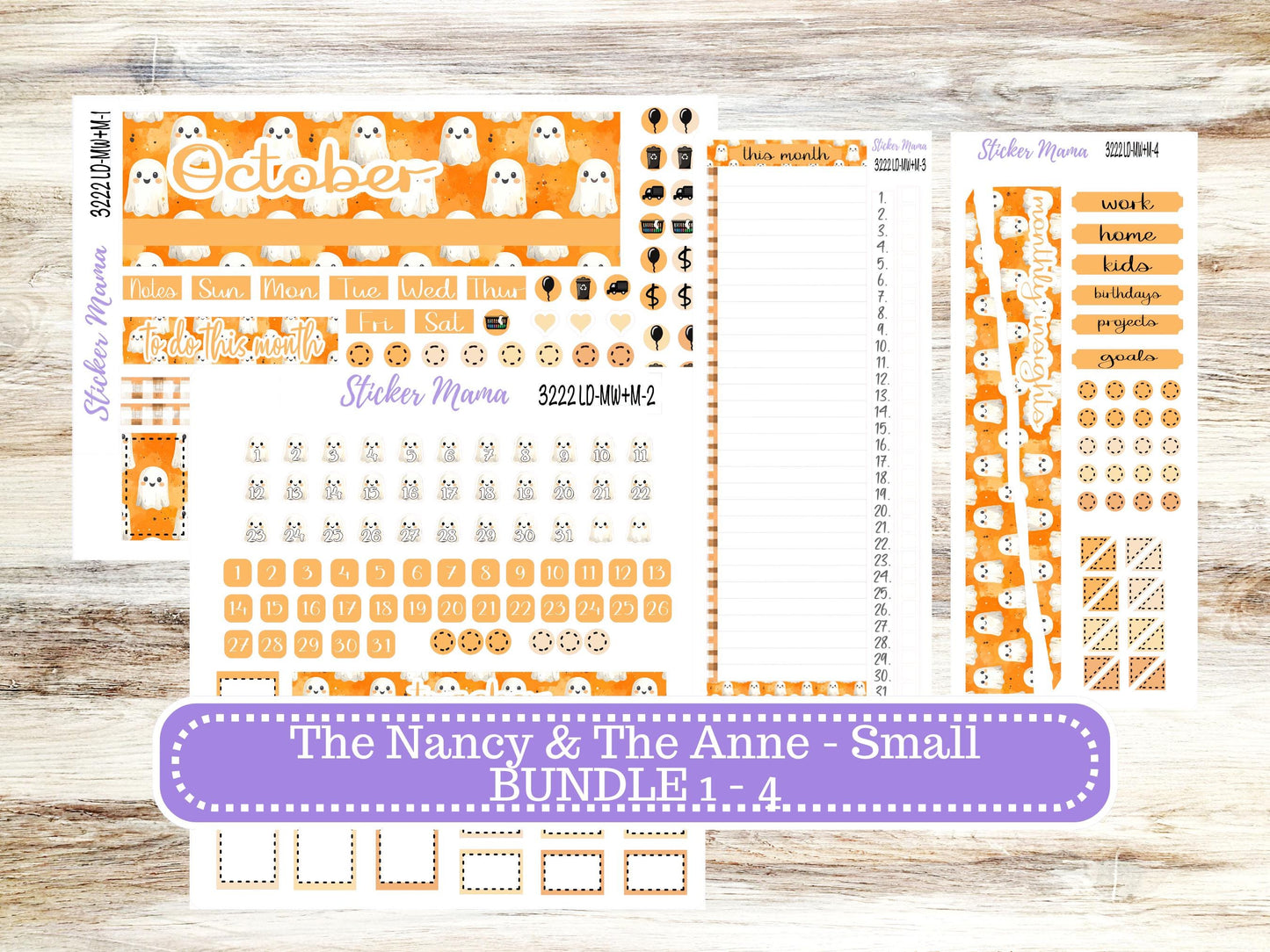 Laurel Denise Small Anne and Nancy Planner Sticker Kit | October 3222 Cozy Ghost | 7-26