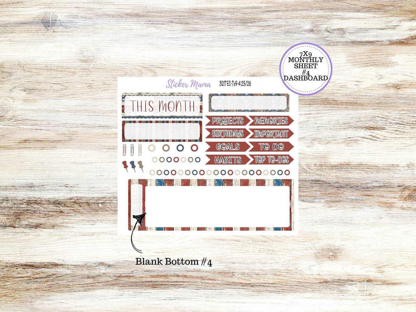Erin Condren Monthly Kit | 7X9 | July 3217 Old Glory | 4-26