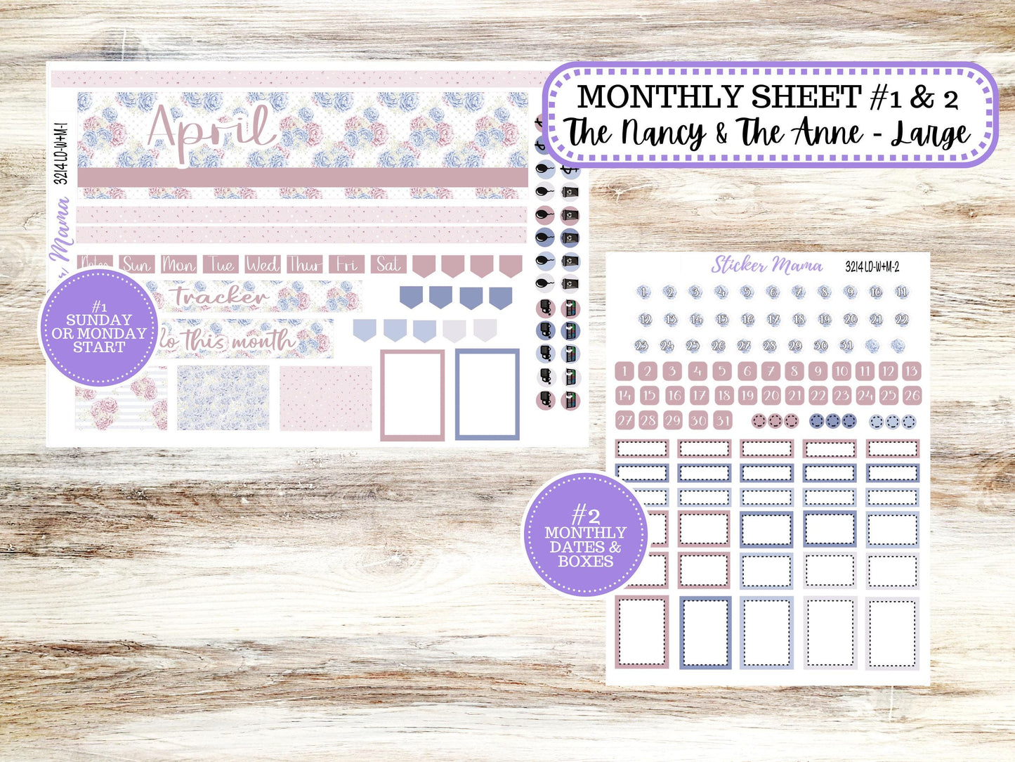 LD “The Nancy & Anne” Large || Week + Month PLANNER Monthly Kit #3214 Peony Palace || Horizontal Vertical Kit || 12-25