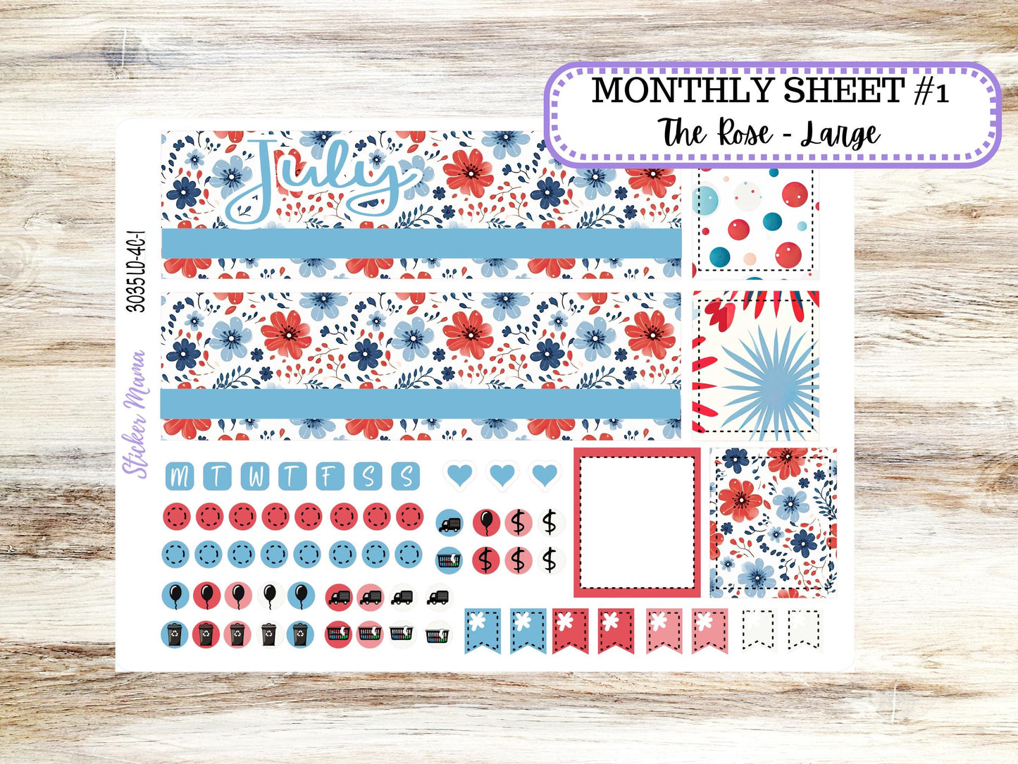 Laurel Denise Large Rose Planner Sticker Kit | 4-COLUMN (formerly project) | July 3035 American Dream | 4-26