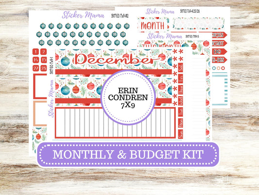ERIN CONDREN Monthly Kit-3117 || 7X9 ||  - 7x9 ec December Monthly Kit - December Monthly Planner Kits -  Monthly Pages