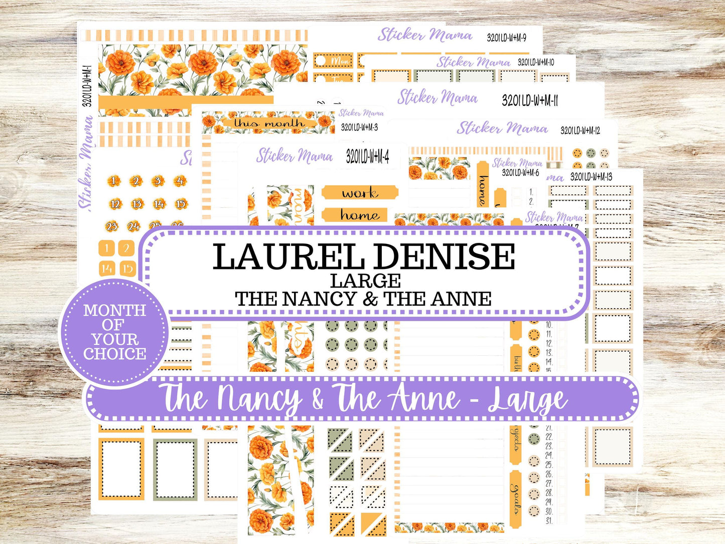 Laurel Denise Large Nancy & Anne Planner Sticker Kit | Vertical Horizontal Week + Month | Month of your Choice 3201 Fall Colors | 5-26