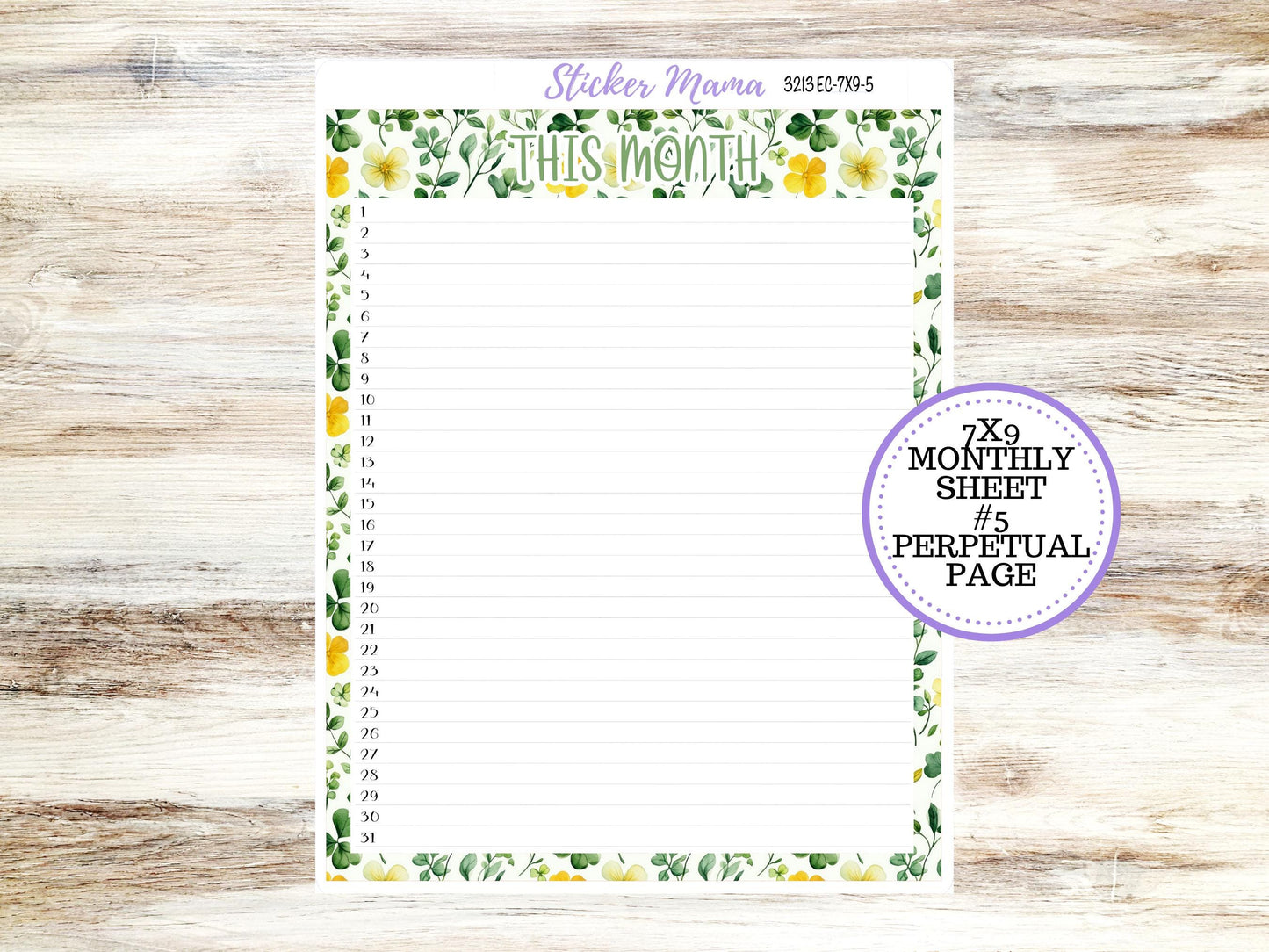 ERIN CONDREN Monthly Kit-3213 || 7X9 || Lucky Blossom - 7x9 ec March Monthly Kit - February Monthly Planner Kits -  Monthly Pages || 11-25
