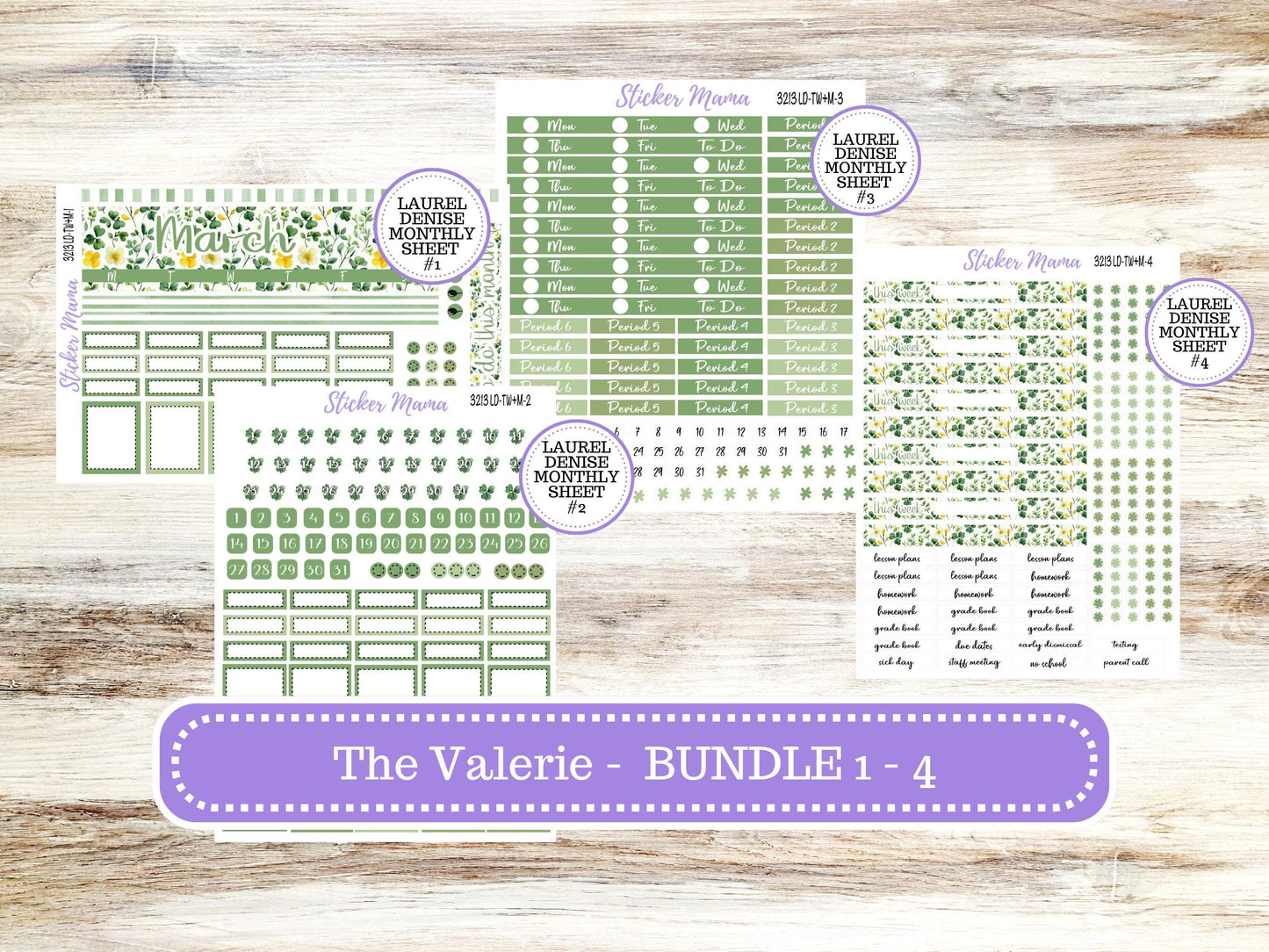 LD "The Valerie" || TEACHER Week + Month Planner Kit #3213 || March Lucky Blossom || Laurel Denise Teacher Planner | 11-25