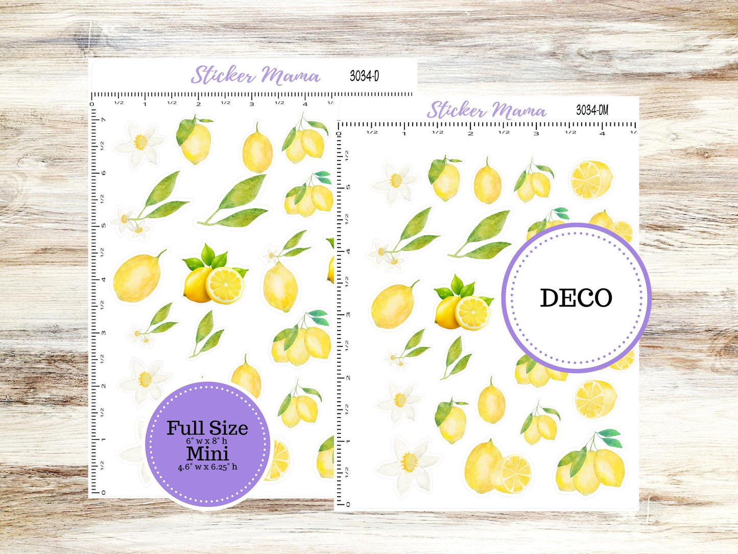 DECO-3034 || Watercolor Lemons Deco || PLANNER STICKERS || Lemon Stickers || Lemon Deco