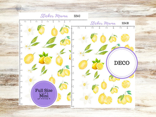DECO-3034 || Watercolor Lemons Deco || PLANNER STICKERS || Lemon Stickers || Lemon Deco