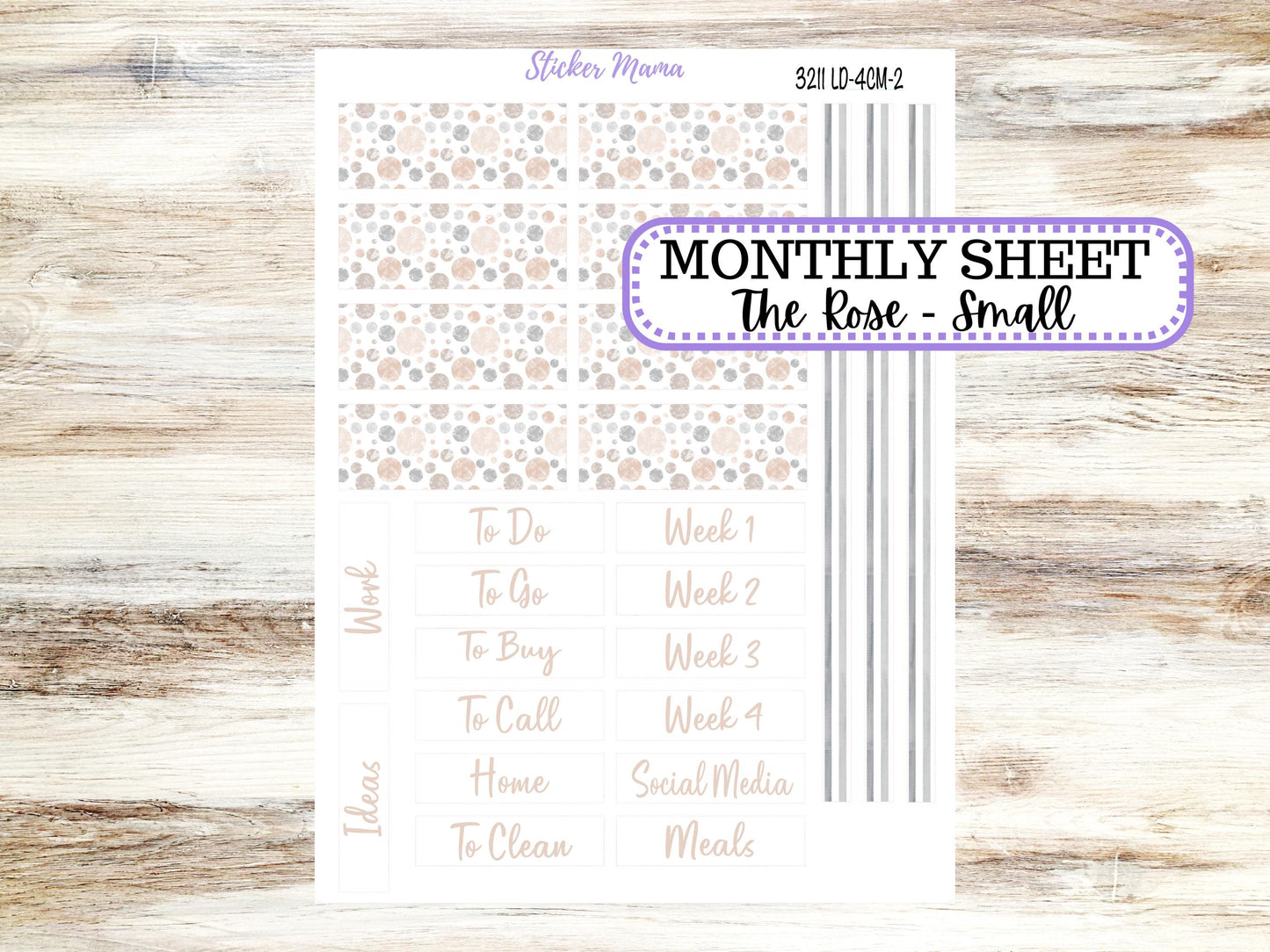 LD "Th Rose" Small || 4 COLUMN Mini (formerly the project mini) Size Planner Kit #3211 || February || Project Stickers || 10-25