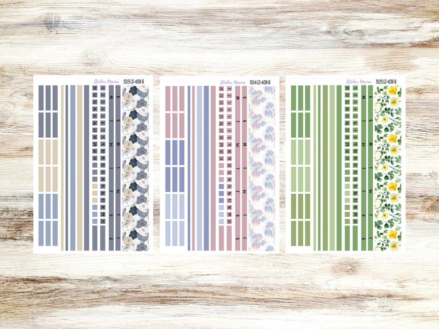 Banner Set || Laurel Denise Small Rose || 4 Column || Monthly Header Kit