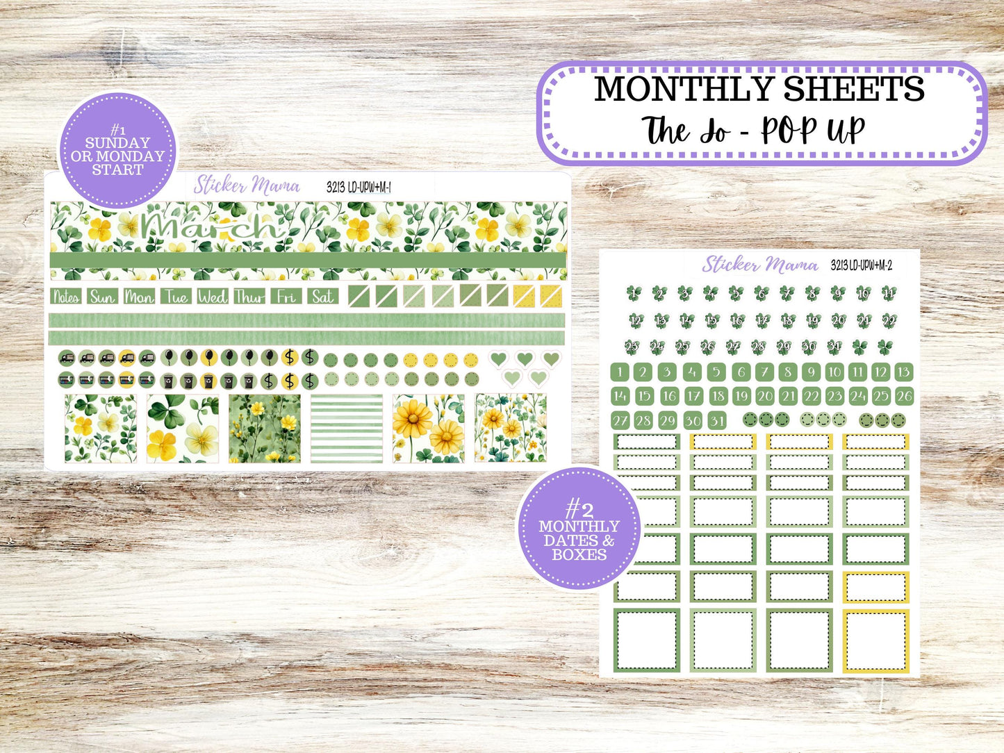 LD POP-UP Week+Month Planner Kit #3213 || The Jo || March Lucky Blossom || Laurel Denise Kit || Laurel Denise Stickers || 11-25