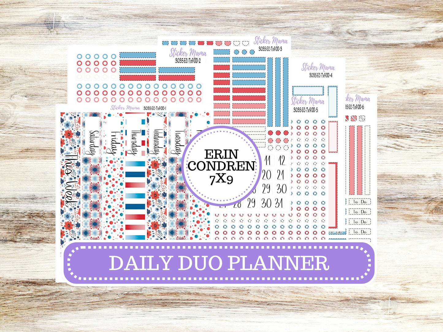 Erin Condren Daily Duo Planner Sticker Kit | 3035 American Dream
