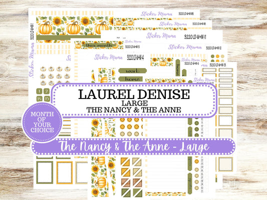 Laurel Denise Large Nancy & Anne Planner Sticker Kit | Vertical Horizontal Week + Month | Month of your Choice Fall | 3220 Sunflower | 6-26