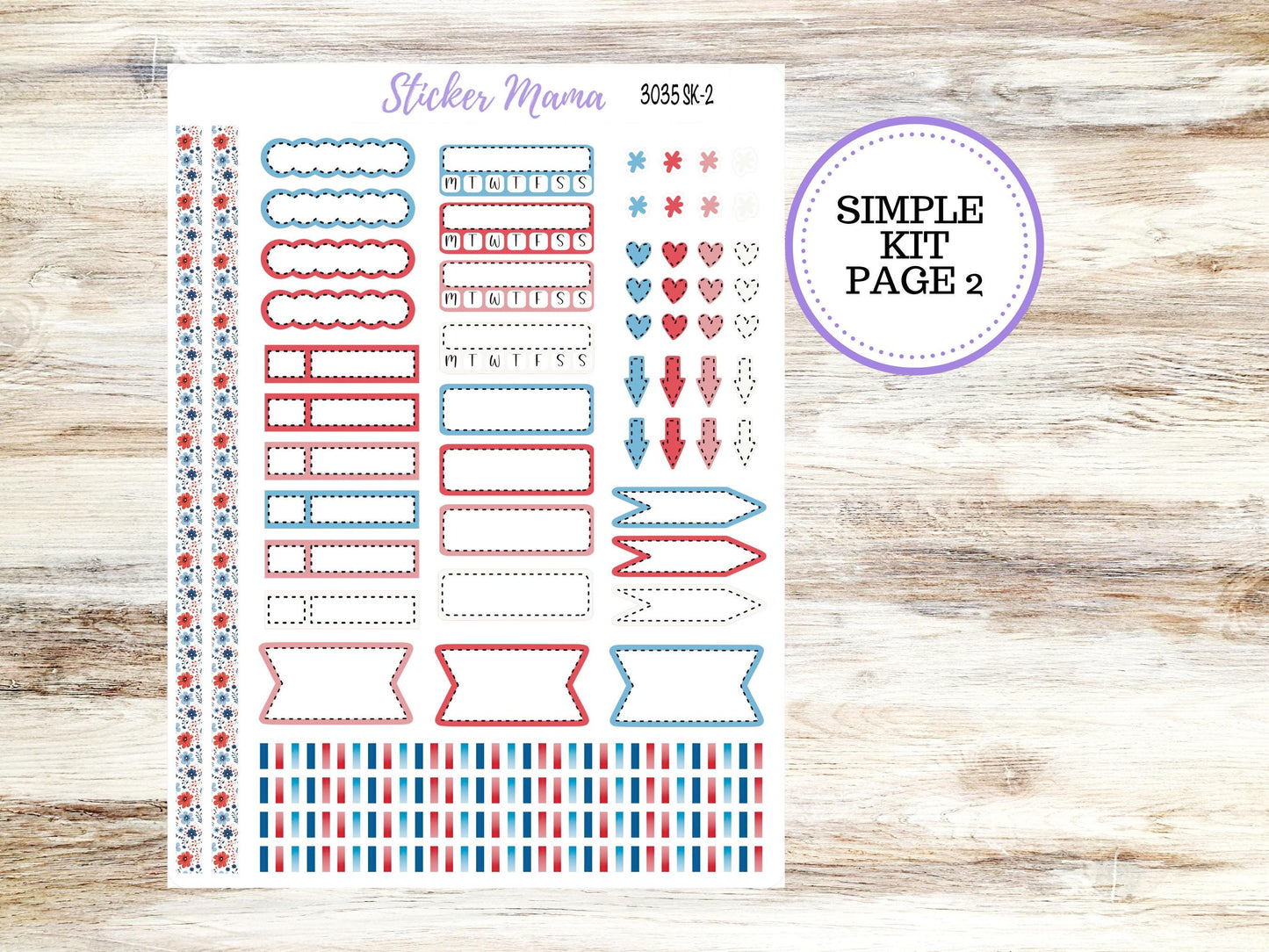 Simple Planner Sticker Kit | 3035 American Dream | 1.5 inch wide