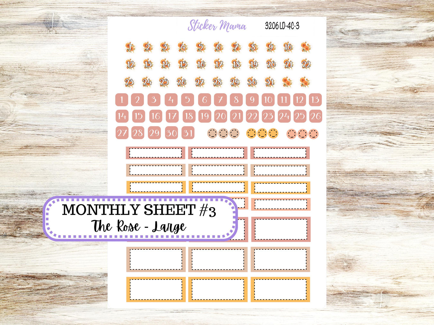 Laurel Denise Large Rose Planner Sticker Kit | 4 Column Mini | Project Mini  | 3206 Falling Colors | 6-26