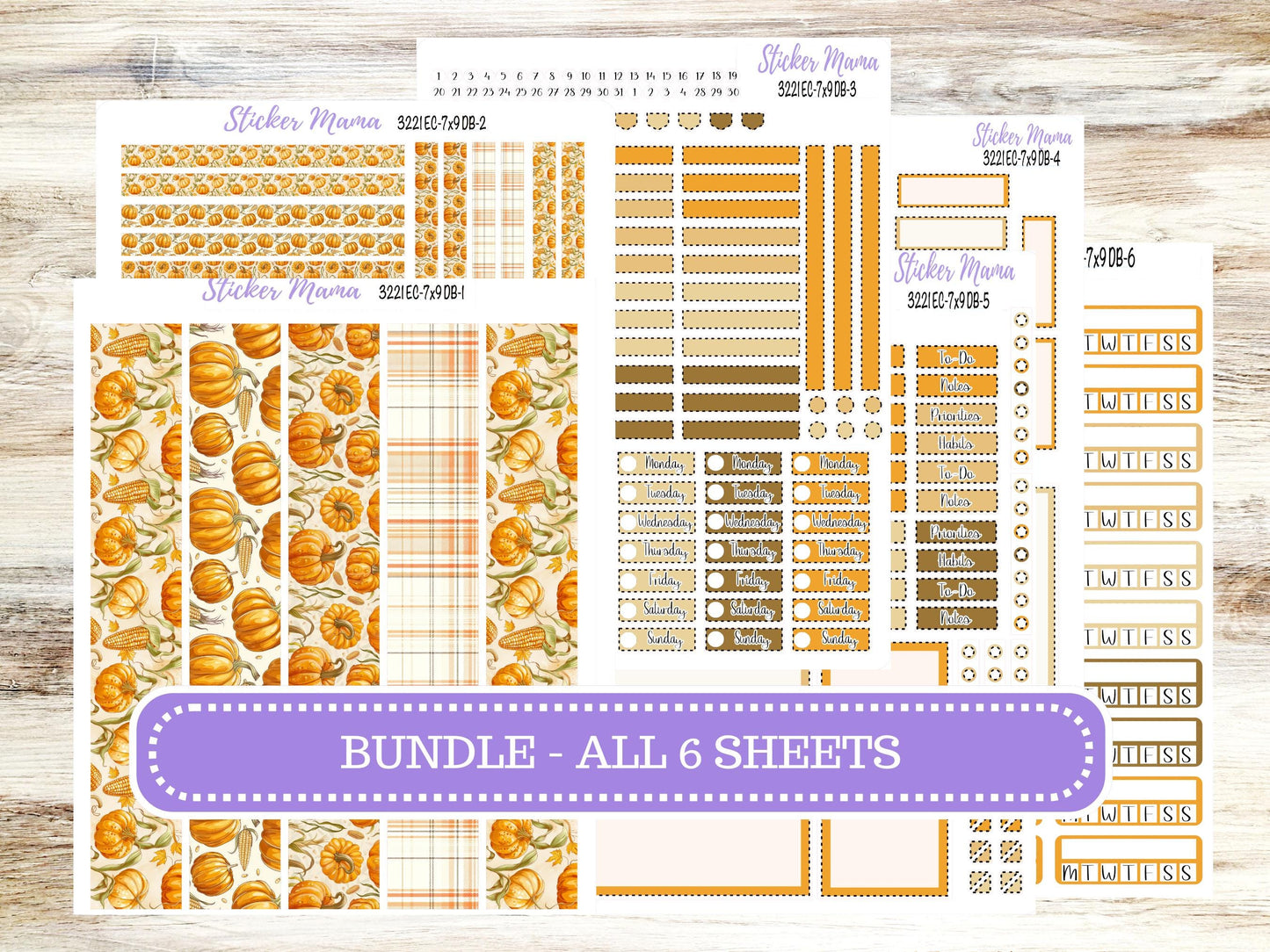 Erin Condren Dashboard Planner Sticker Kit | DB 3221 Pumpkin & Cornstalks