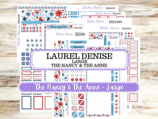 Laurel Denise Large Nancy & Large Anne Planner Sticker Kit | Vertical Horizontal Week + Month | July American Dream 3035 | 4-26
