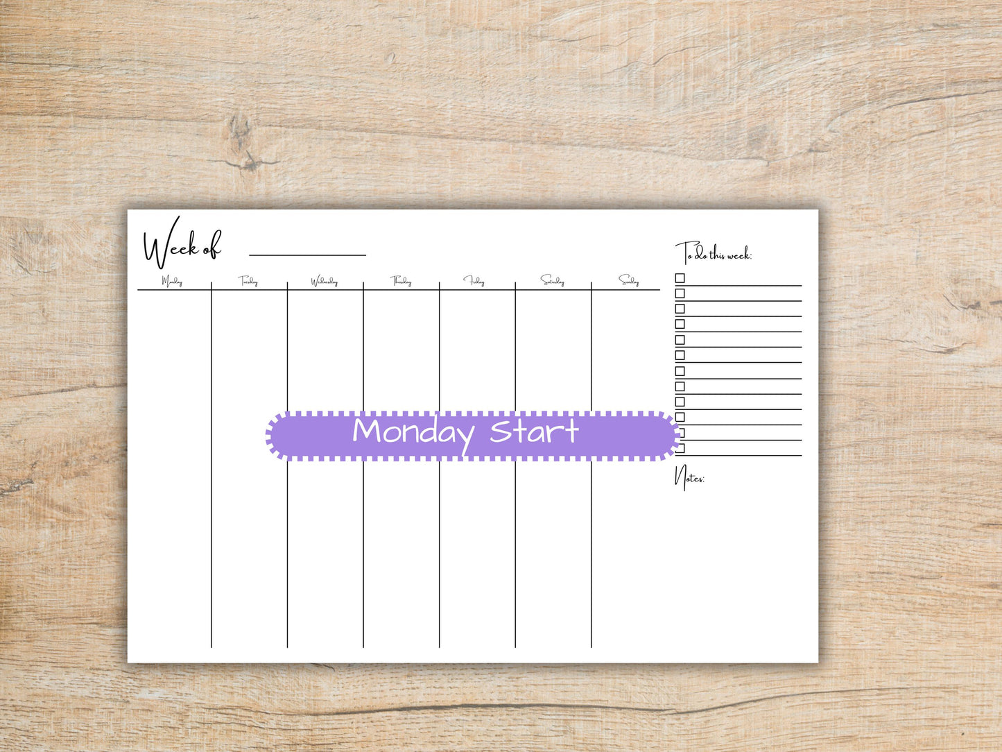 Vertical Weekly Planner Pad 5x8 | Desk Planning Notepad | Undated Organizer