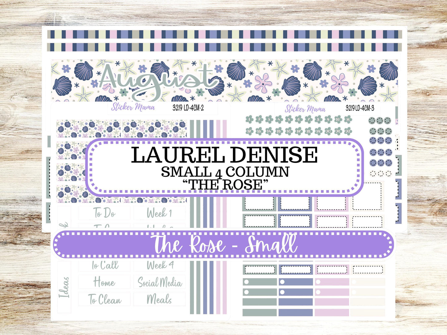 Laurel Denise Small Rose Planner Sticker Kit | 4 Column Mini | Project Mini  | August 3219 Tropical Trinkets | 5-26