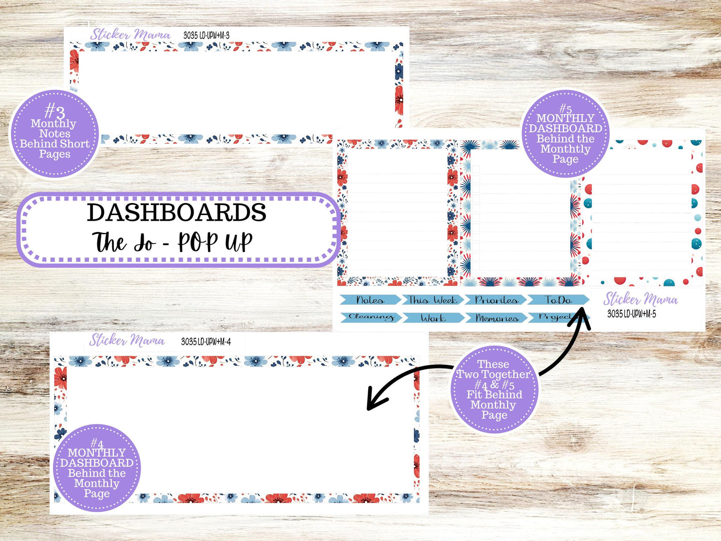 Laurel Denise Jo Planner Sticker Kit | Pop-up Week+Month | July 3035 American Dream | 4-26