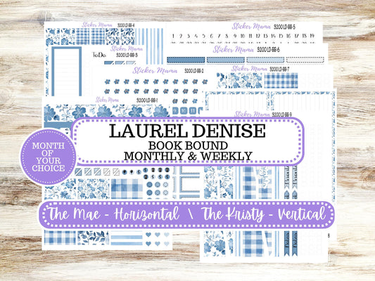 LD BOOK-BOUND Planner Kit #3200 || Cool Blue || Laurel Denise Kit || Laurel Denise Stickers || Undated - Month of your Choice || 12/25