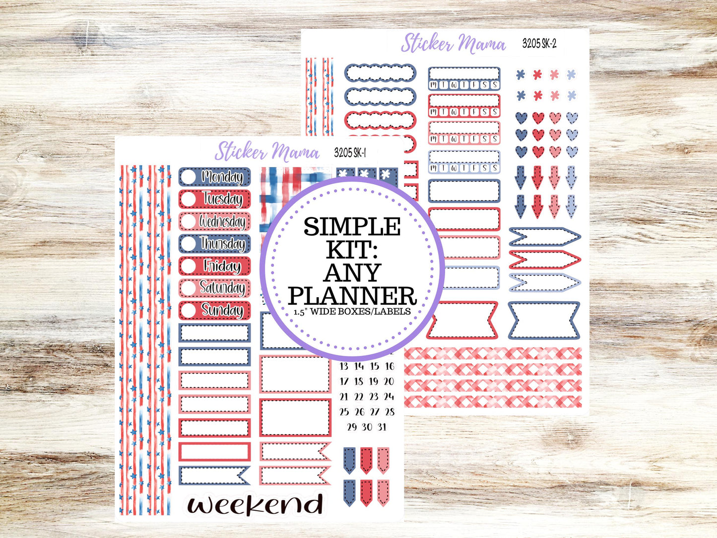Simple Planner Sticker Kit | 3205 Patriotic Festivities | 1.5 inch wide
