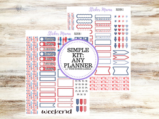 Simple Planner Sticker Kit | 3205 Patriotic Festivities | 1.5 inch wide
