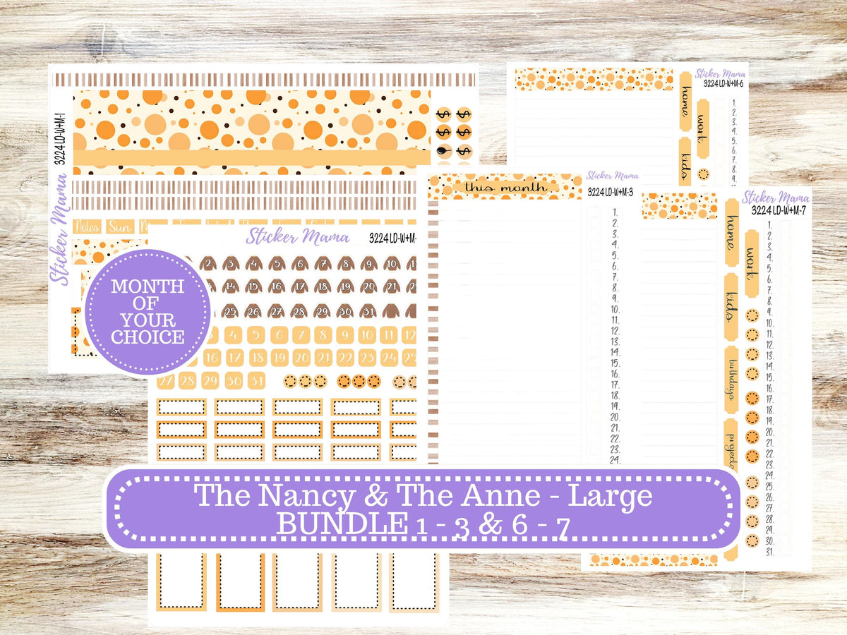 Laurel Denise Large Nancy & Anne Planner Sticker Kit | Vertical Horizontal Week + Month | Choose your own month | Fall Polka Dots 3224