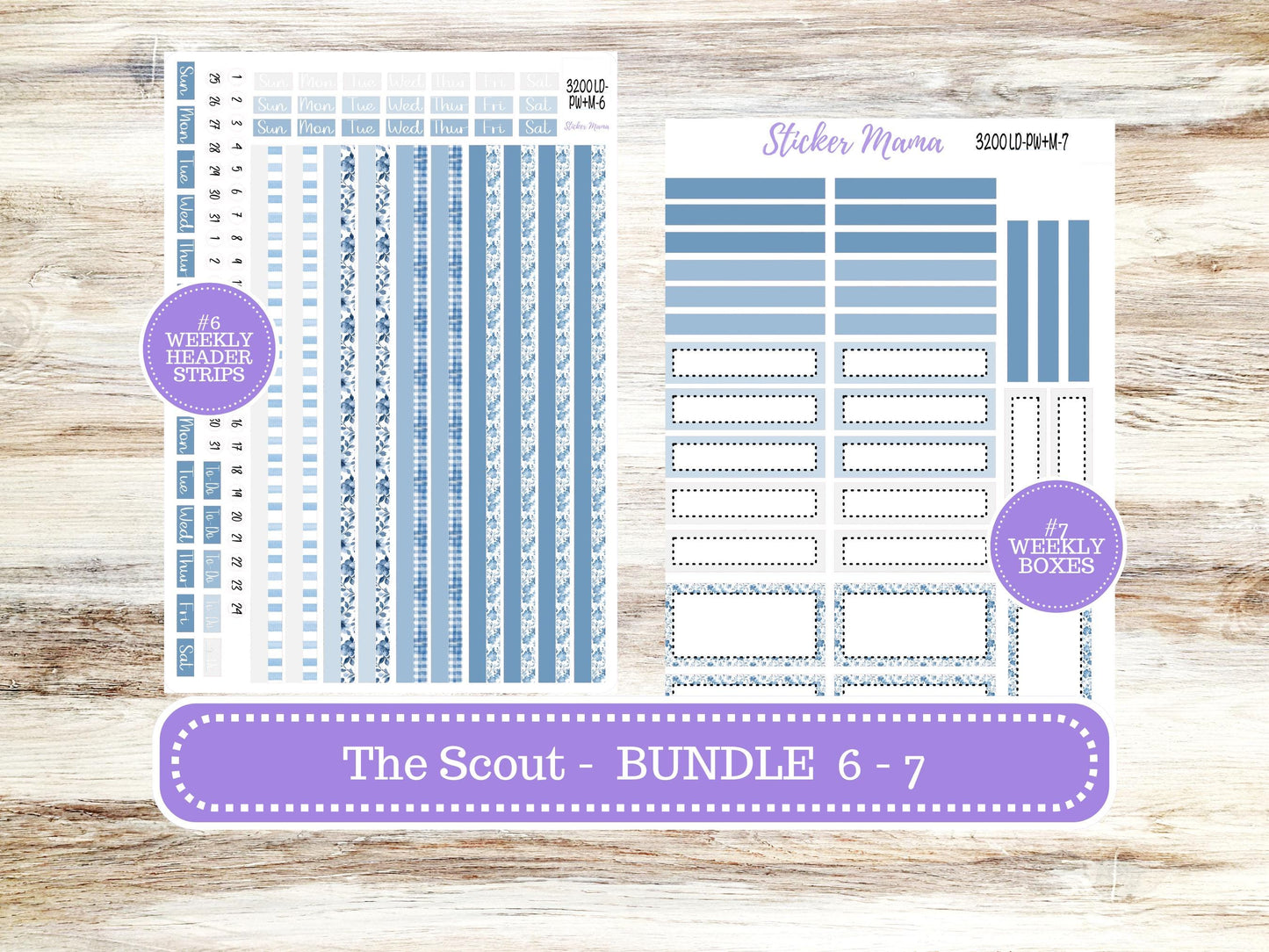 LD Large "The Scout" || PORTRAIT Weekly + Monthly Planner Kit #3200 || Chose Your Month || Blue Blossom || Laurel Denise Kit || 12-25