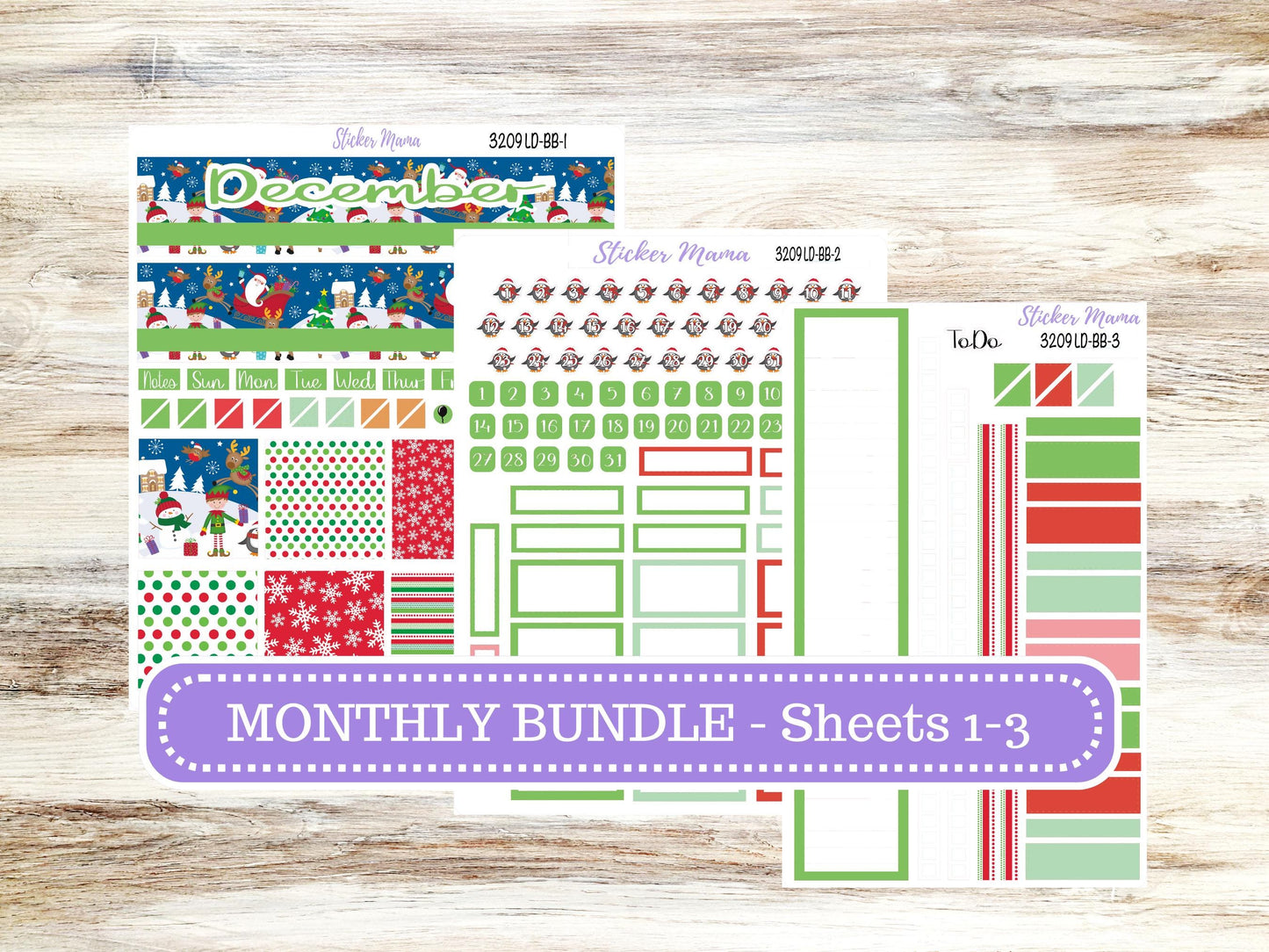 LD BOOK-BOUND Planner Kit #3209 || The Mae || The Kristy || Jolly Pines || December Laurel Denise Sticker Kit ||  9-25