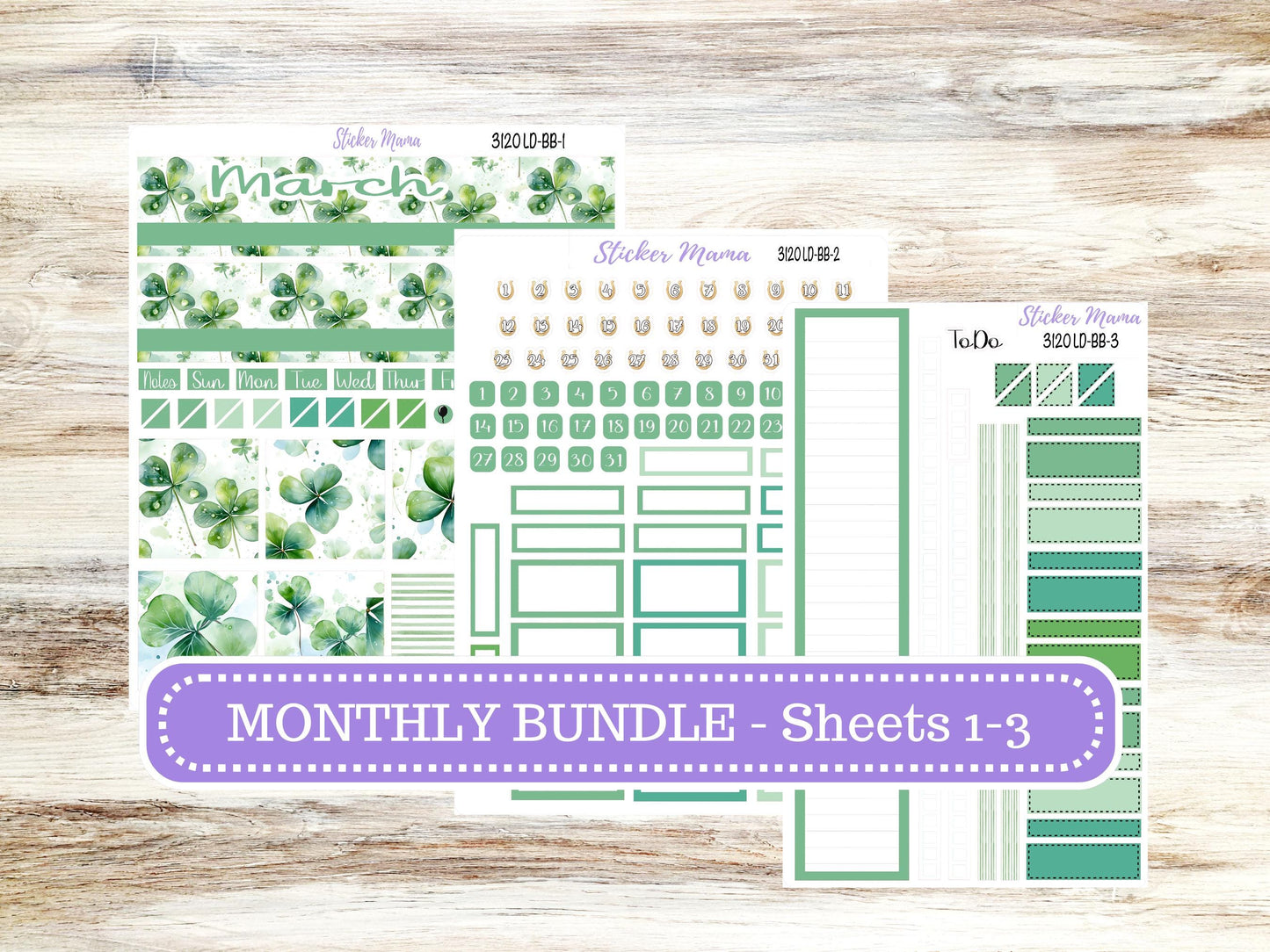 LD BOOK-BOUND Planner Kit #3120 || The Mae || The Kristy || Shamrock Magic || March Laurel Denise Sticker Kit ||  11-25