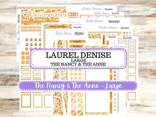 LD “The Nancy & Anne” Large || Week + Month PLANNER Monthly Kit #3116 || Laurel Denise Horizontal Vertical Kit || Floral Harvest || 9-25