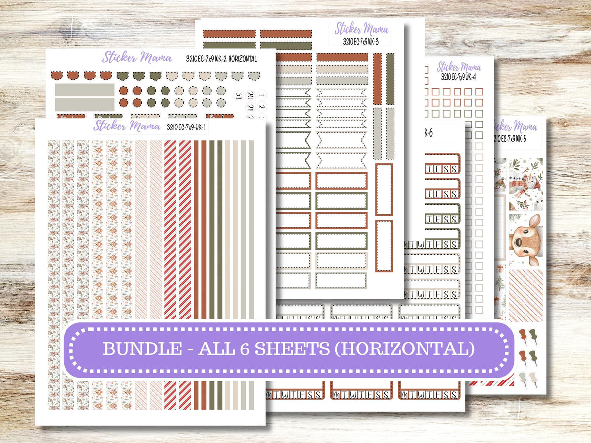 Erin Condren Weekly Planner Kit 3210 | December Frosty Friends | Horizontal | Vertical | Hourly | 9-26