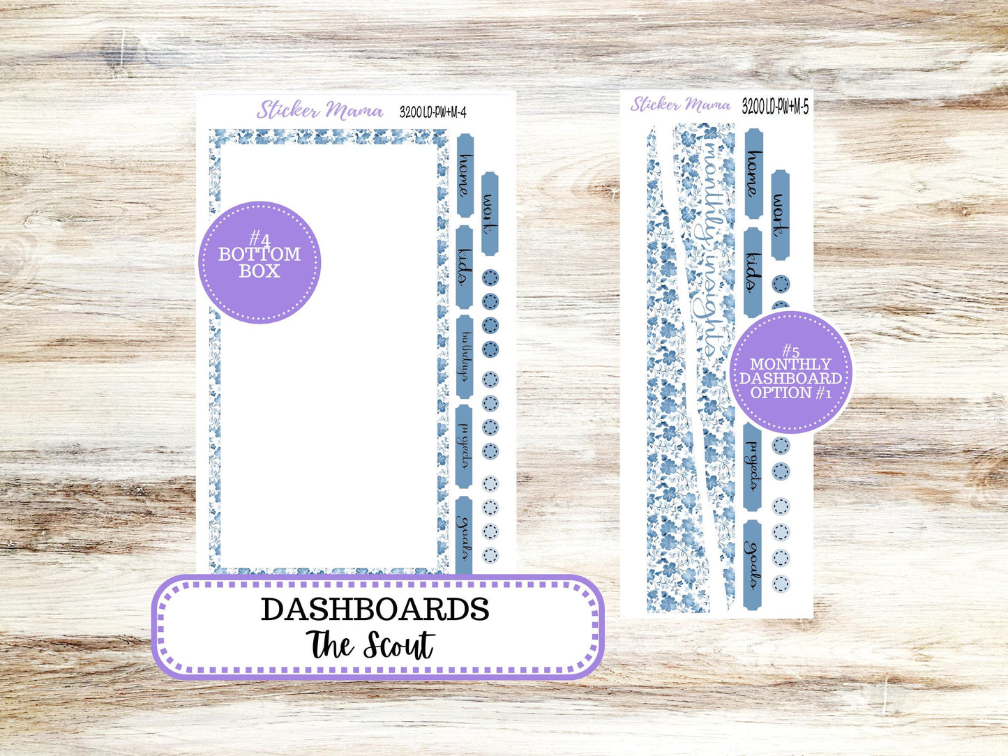 LD Large "The Scout" || PORTRAIT Weekly + Monthly Planner Kit #3200 || Chose Your Month || Blue Blossom || Laurel Denise Kit || 12-25