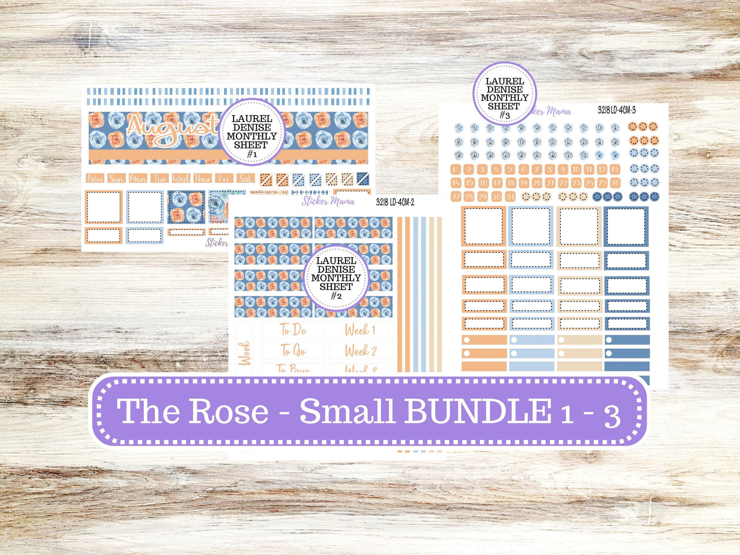 Laurel Denise Small Rose Planner Sticker Kit | 4 Column Mini | Project Mini  | August 3218 Blossom Breeze | 5-26