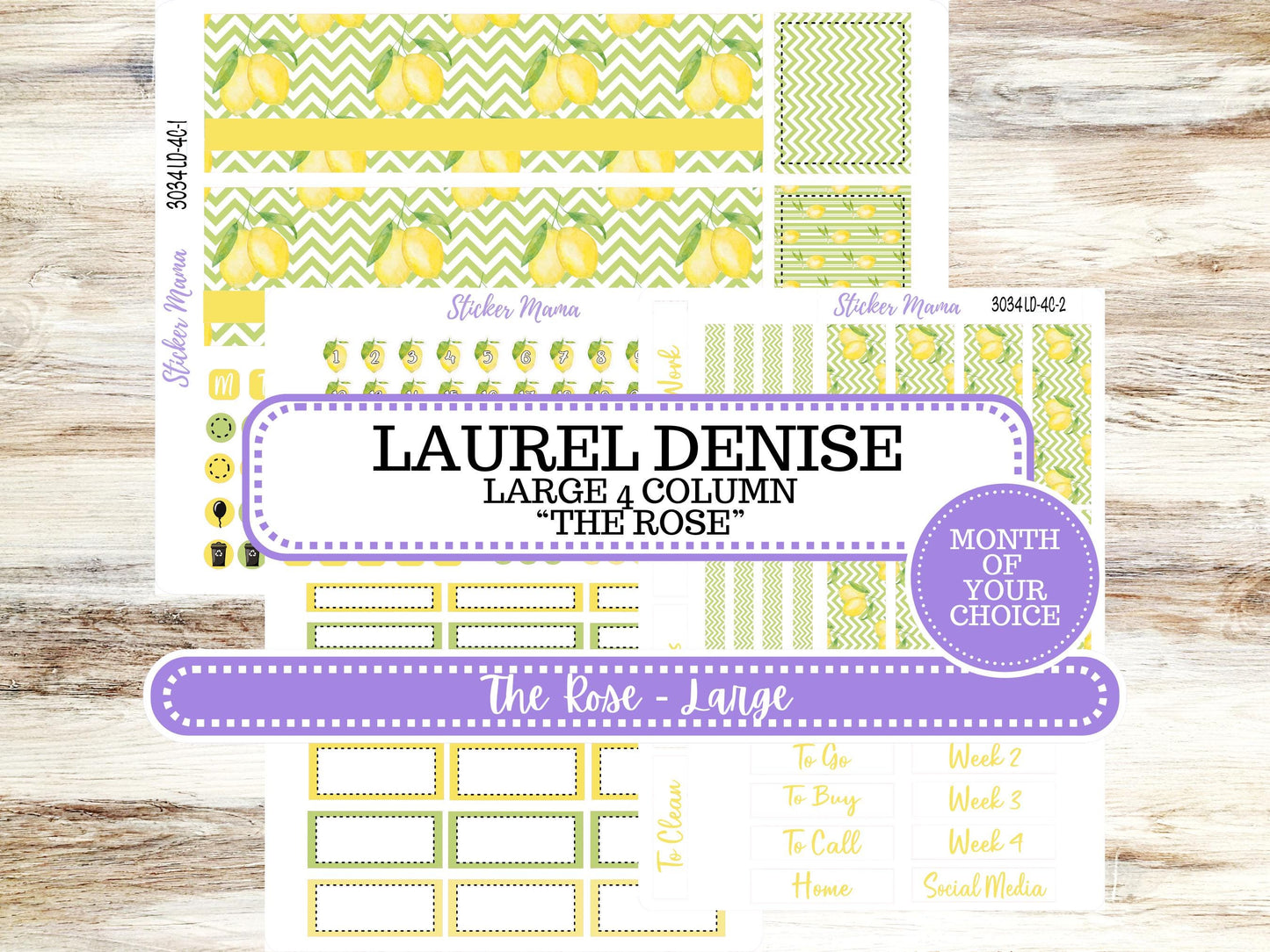 LD "The Rose" Large || 4-COLUMN (formerly project)  Planner Kit #3034 || Fresh Squeeze || Laurel Denise Stickers || 11-25