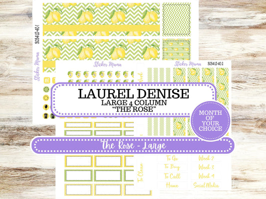 LD "The Rose" Large || 4-COLUMN (formerly project)  Planner Kit #3034 || Fresh Squeeze || Laurel Denise Stickers || 11-25