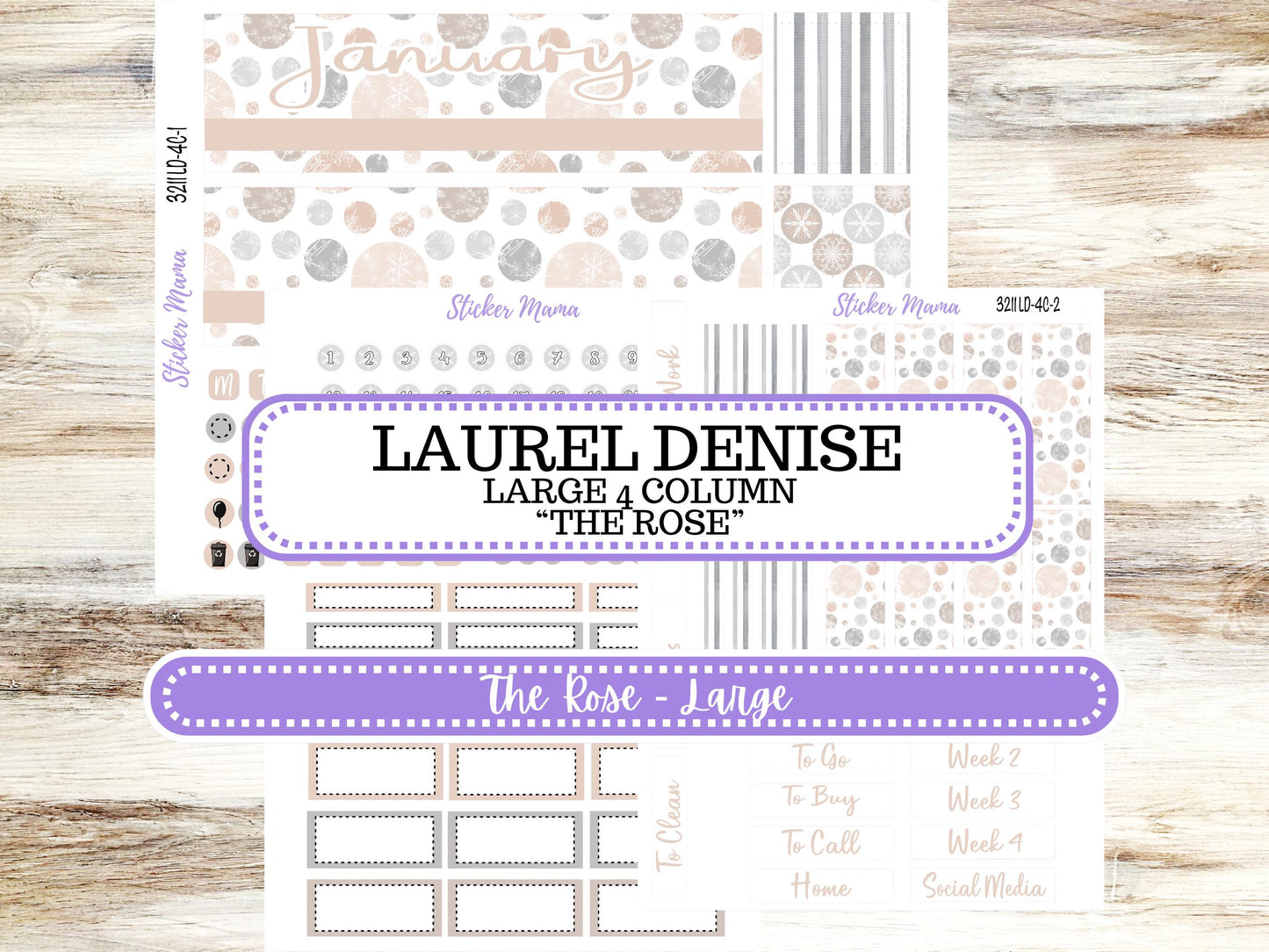 LD "The Rose" Large || 4-COLUMN (formerly project)  Planner Kit #3211 || Love Notes || Laurel Denise Stickers || 10-25