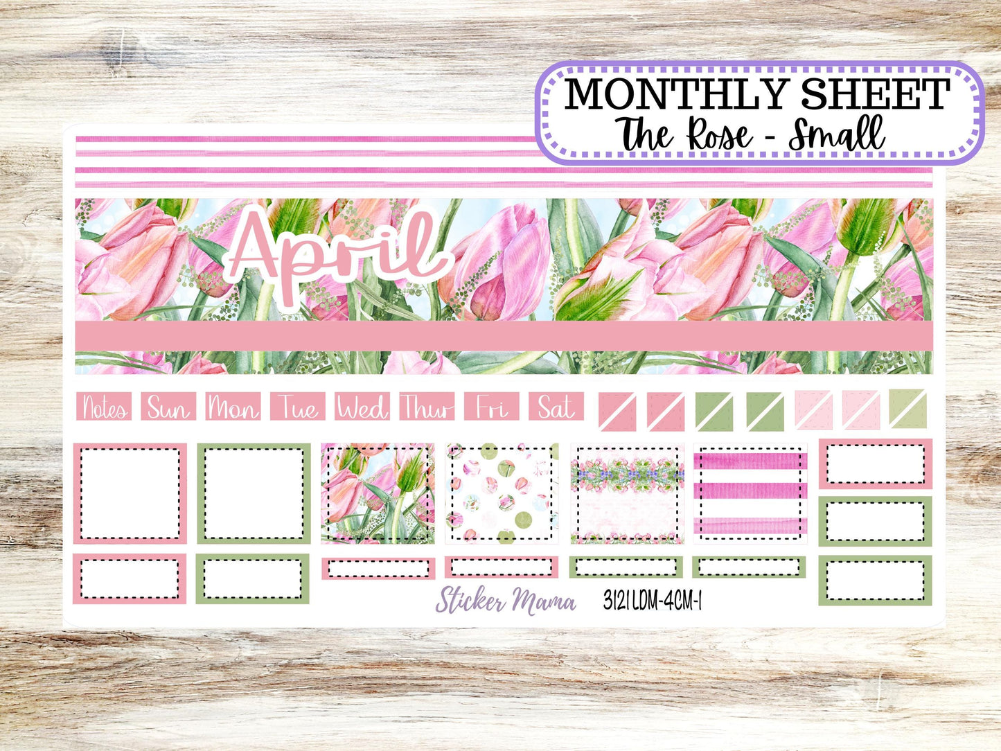 LD "Th Rose" Small || 4 COLUMN Mini (formerly the project mini) Size Planner Kit #3121 || April Easter Petals  || Project Stickers || 12-25