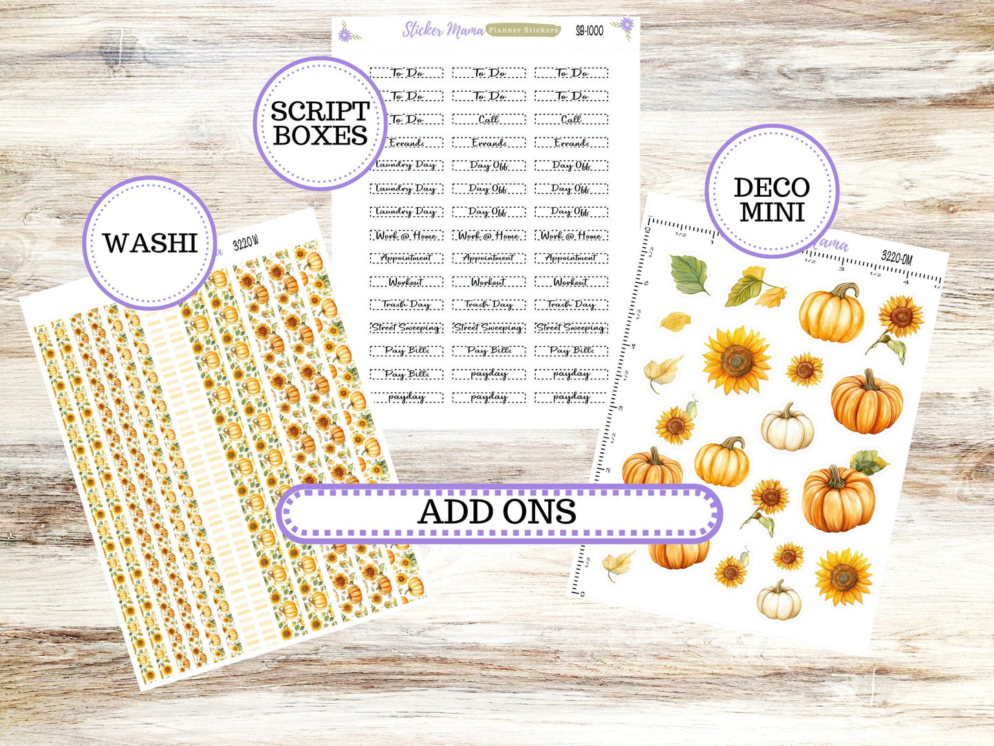 Laurel Denise Small Rose Planner Sticker Kit | 4 Column Mini | Project Mini  | Month of your Choice Fall | 3220 Sunflower Harvest | 6-25