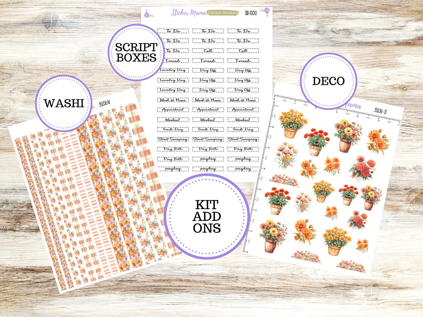 Simple 1.5 inch Planner Sticker Kits | Falling Colors 3206