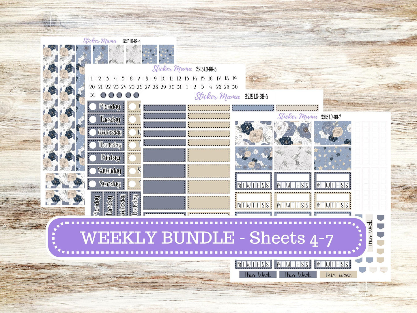 Laurel Denise Mae and Kristy Planner Sticker Kit | Book-Bound | Month of your Choice #3215 Charming Roses | 1-26