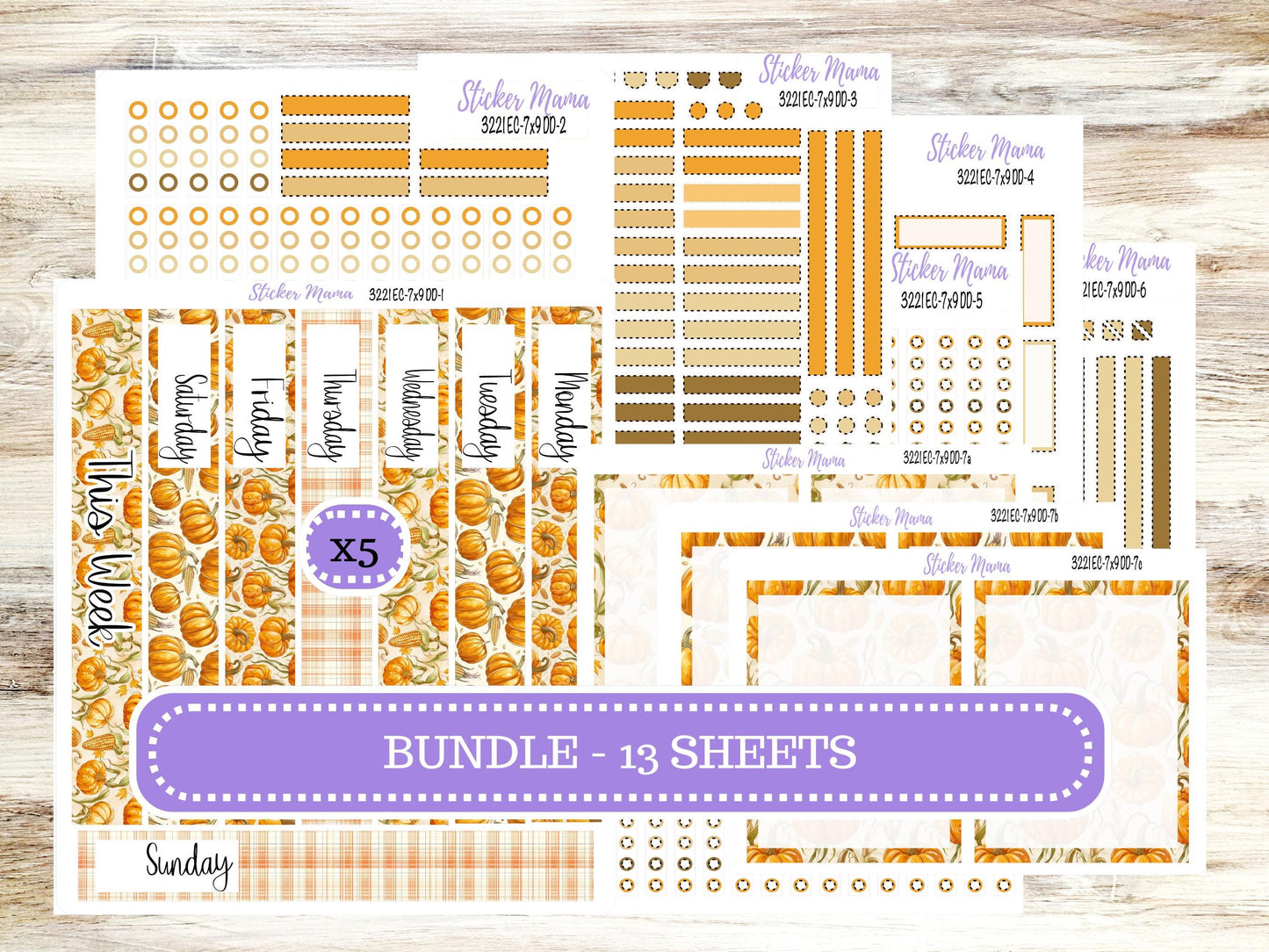Erin Condren Daily Duo Planner Kit DD 3221 | Pumpkin & Cornstalks | Full Month Kit