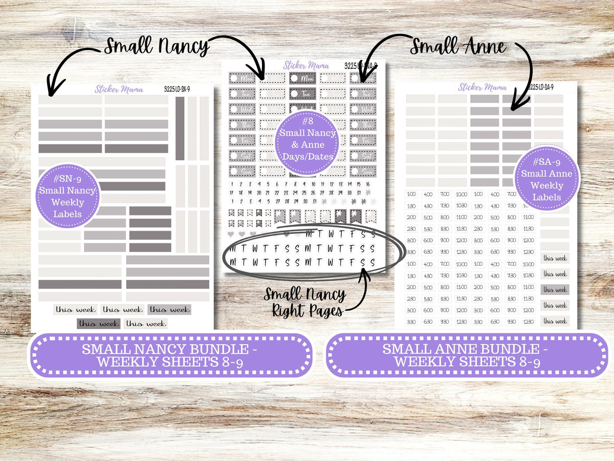 Laurel Denise Small Anne and Nancy Planner Sticker Kit 3225 | Sleek Season | Month of Choice | 9-26