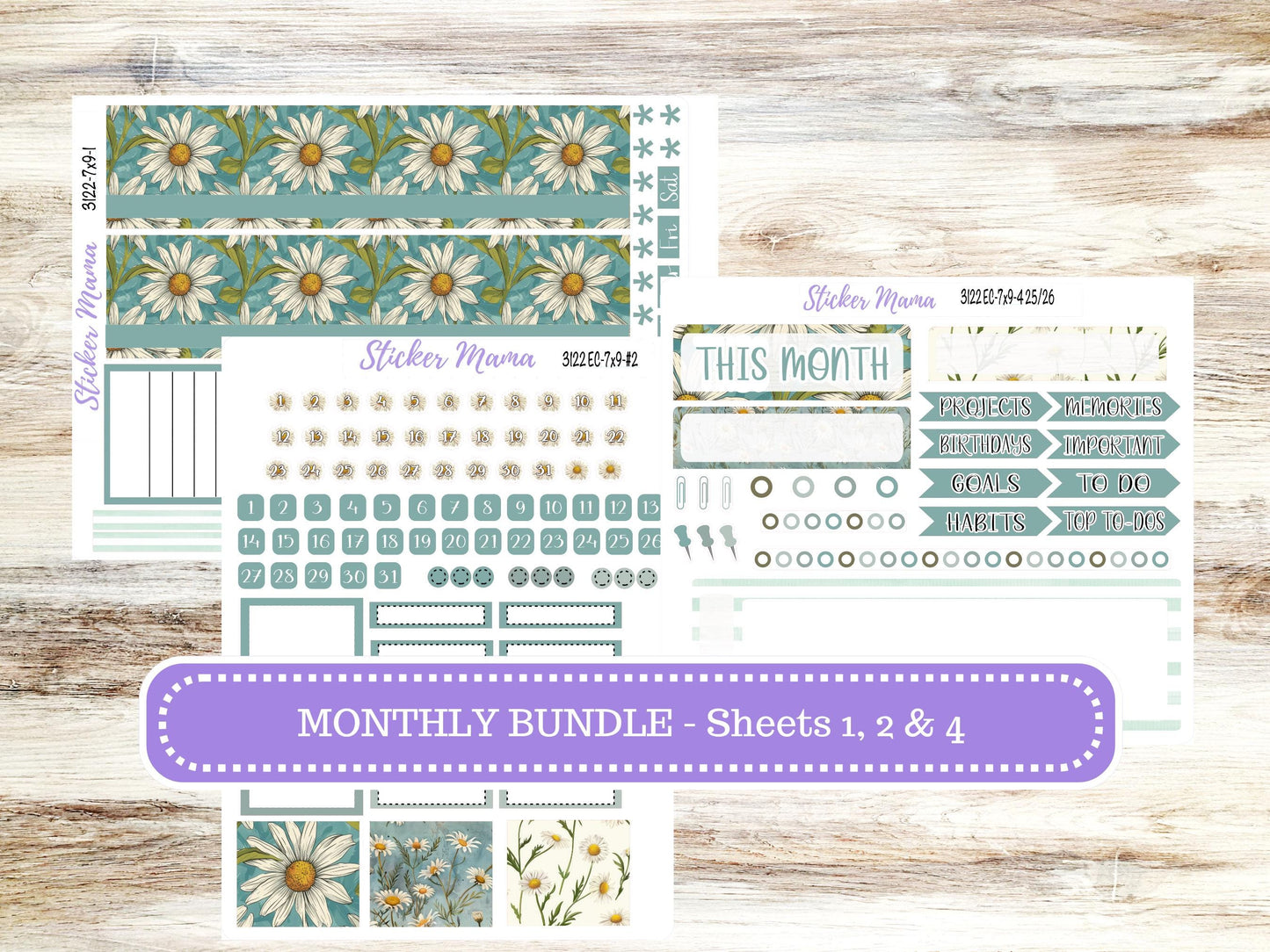 ERIN CONDREN Monthly Kit-3122 || 7X9 || Vintage Bloom - 7x9 ec March Monthly Kit - Month of your Choice Monthly Planner Kits || 11-25